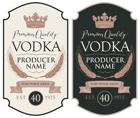 Ensemble D étiquettes Pour Bouteilles De Vodka Vecteur Premium