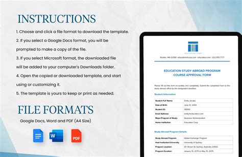 Education Study Abroad Program Course Approval Form Template In Word