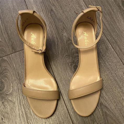 Nude Block Sandal Heels Ankle Strap Depop