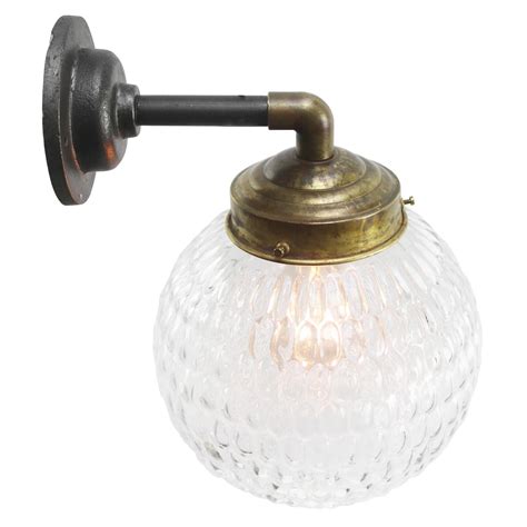 Clear Glass Vintage Industrial Brass Cast Iron Scones Wall Lights For