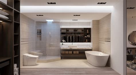 Master Bathroom With Walk In Closet Interior Design Ideas