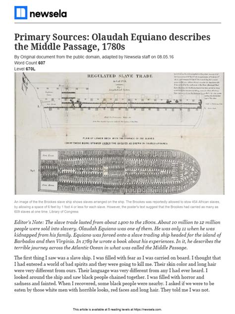 Primary Source Middle Passage 19660 Article - and - Quiz | PDF ...