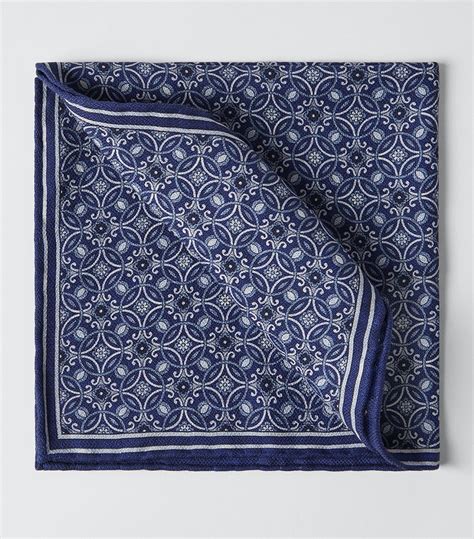 Mens Brunello Cucinelli Blue Silk Reversible Pocket Square Harrods