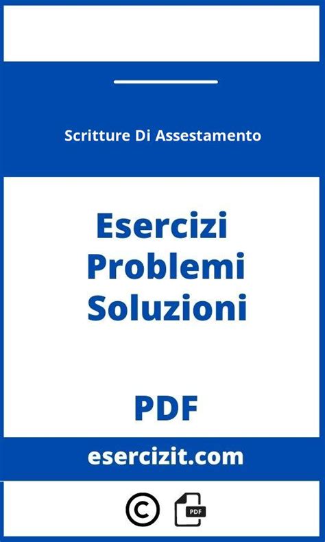 Esercizi Scritture Di Assestamento