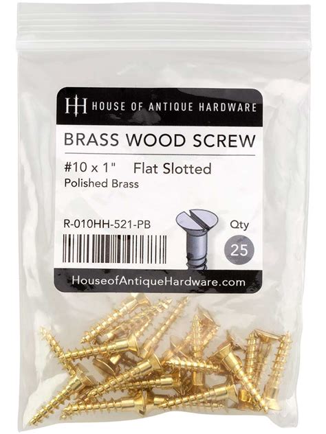 10 X 1 Inch Brass Flat Head Slotted Wood Screws 25 Pack House Of Antique Hardware