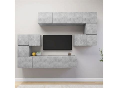 Ensemble De Meuble Tv Pcs Bancs Tv Armoires De Rangement Gris B Ton