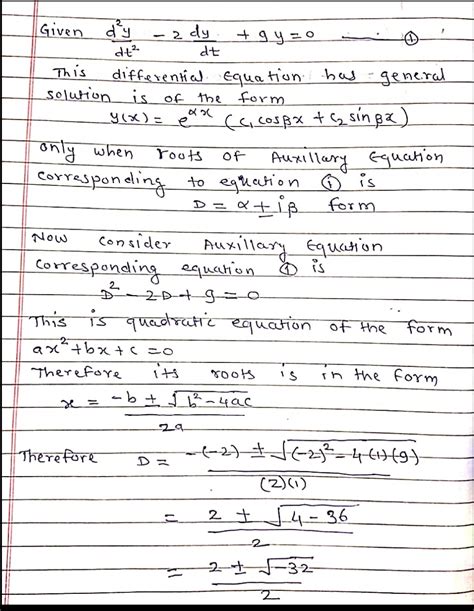 Solved The General Solution To The Second Order Differential Equation