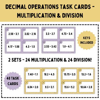 Multiplying Dividing Decimals Task Cards By KJ In The Middle TPT