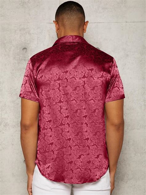 Manfinity Aftrdrk Men Random Floral Jacquard Satin Shirt Shein Usa