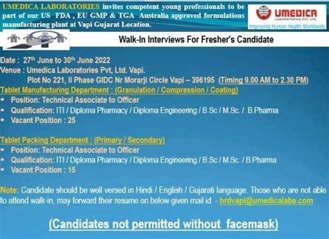 Umedica Laboratories Walk In Interview For Freshers Iti Diploma