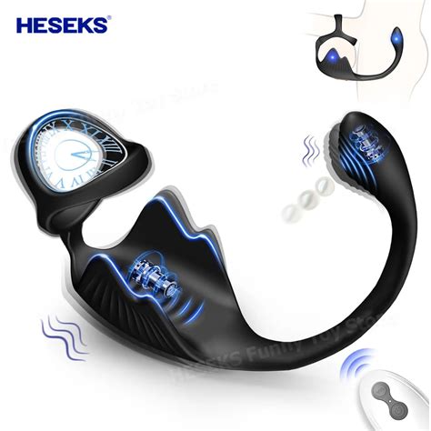 HESEKS 3 In 1 Prostate Massager Vibrating Cock Ring Anal Plug Remote Control Penis Ring Male