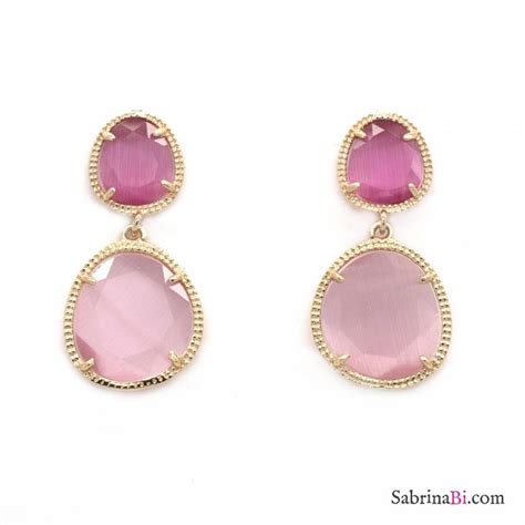 Orecchini Pendenti Argento 925 Oro Rosa Opali Rosa Sabrinabi Easy Chic Sabrinabi