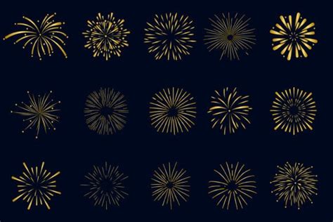 Gold Fireworks, Golden Fireworks Graphic by Khine Sandar Thinn ...