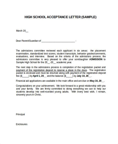 Official Acceptance Letter Sample Hq Printable Documents