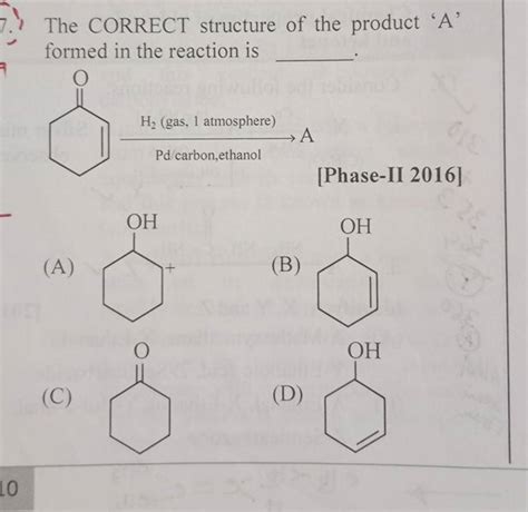 The Correct Structure Of The Product A Formed In The Reaction Is Pha