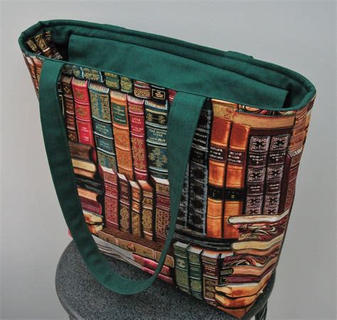 Zippered Book Bag Zippered Tote Medium Tote Book Bag T Etsy