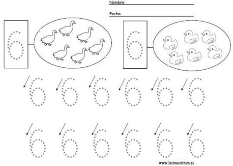 Lectoescrituraes Fichas De Números Ficha Del Número Seis Ficha