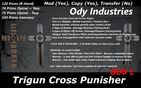 Second Life Marketplace - Trigun Cross Punisher ( Machine gun / Rocket ...