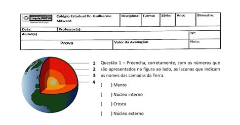Atividades Sobre As Camadas Da Terra 3 Ano Fundamental