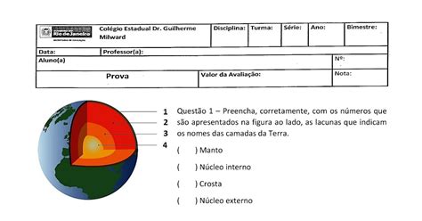 Ci Nciasekos Atividades Estrutura Interna Da Terra Ano