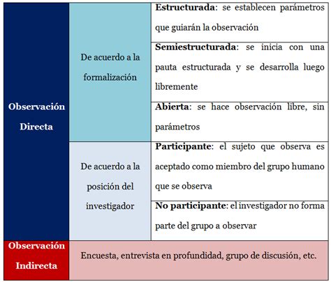 Los diferentes tipos de observación según los autores