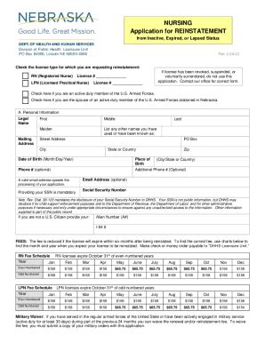 Form Ne Dhhs Nursing Application For Reinstatement From