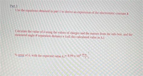 Solved PART 3: Calculating the electrostatic constant k : a. | Chegg.com