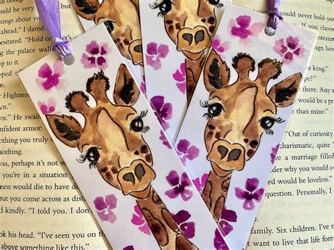 Giraffe Bookmark Watercolor Giraffe Giraffe Ts For Women Etsy Norway