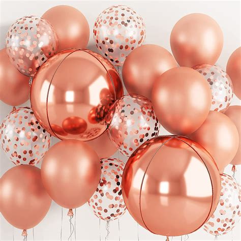 54 tlg Latex Folienballons Konfetti Roségold