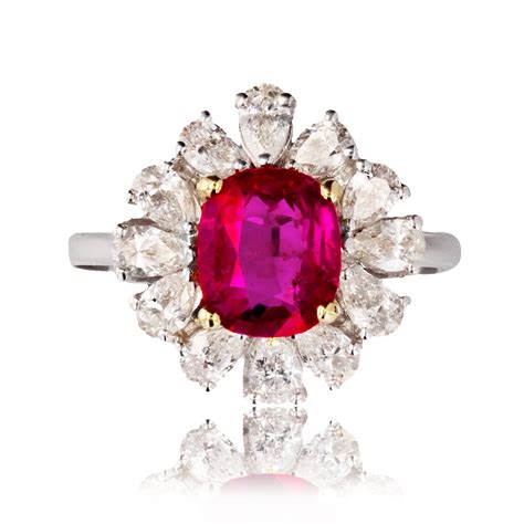 Proantic Bague Saphir Rose Et Diamants Taillés En Poire