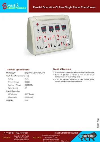 V Parallel Operation Of Two Single Phase Transformer At