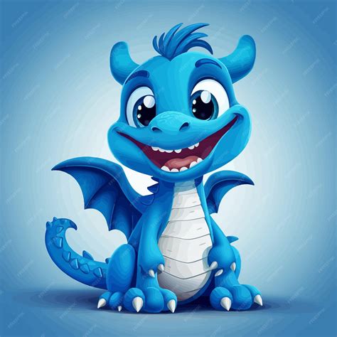 Premium Vector Happybluecartoondragonsmilingvector