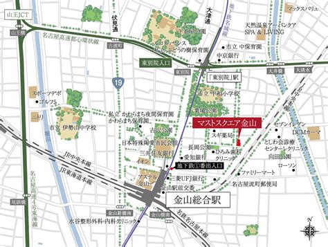 現地案内図｜【公式】マストスクエア金山｜地下鉄名城線「金山」駅徒歩7分｜積水ハウス不動産中部の新築分譲マンション