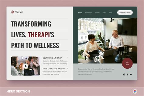 Therapi Therapy And Wellness Hero Section Figma Template Design