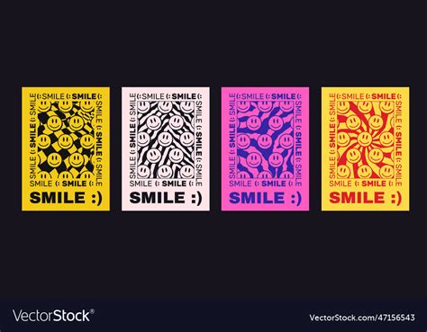 Cool smile hippie poster placard with happy Vector Image