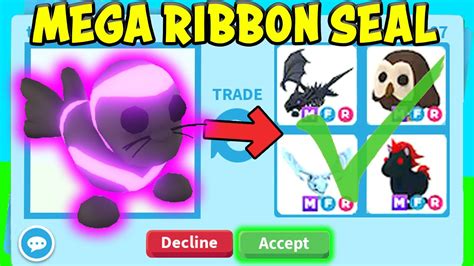 First Ever Mega Neon Ribbon Seal And Traded In Adopt Me Youtube