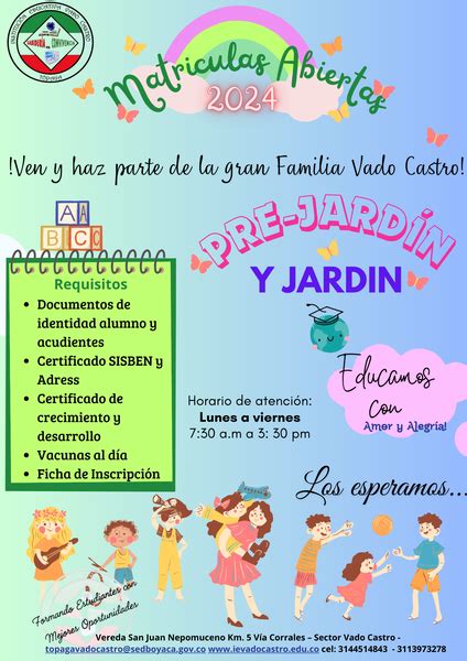 MATRICULAS ABIERTAS GRADOS PRE JARDÍN Y JARDÍN 2024 Institución