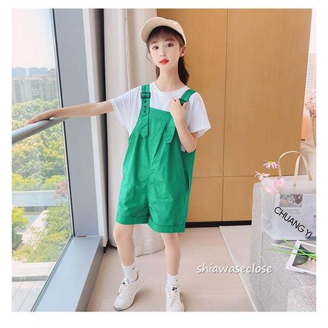 オーバーオール キッズ サロペット 子供服 ベビー ショートパンツtシャツ 2点セット オールインワン 女の子 ボトムス 可愛い ジュニア