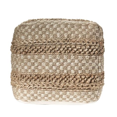 🔥natural Jute Checkered Pouf Lr Resources Ct 03 S