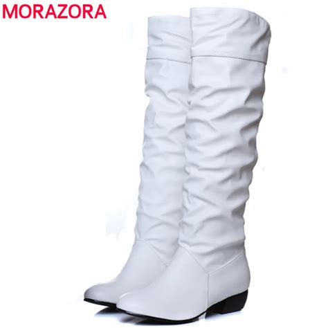 Женские полусапожки на низком каблуке MORAZORA, белые, черные или ...
