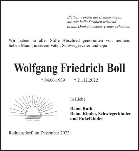 Traueranzeigen Von Wolfgang Friedrich Boll Trauer Anzeigen De