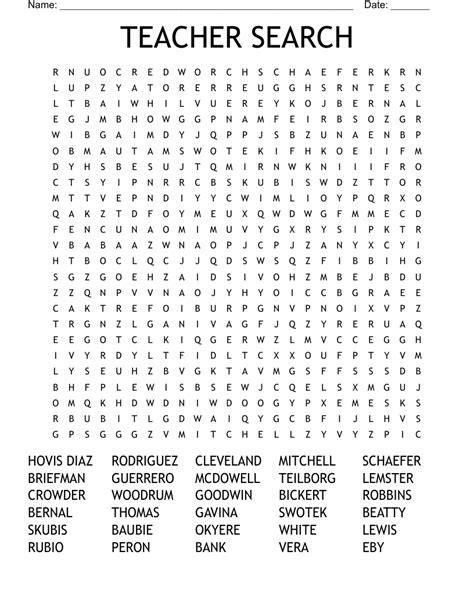 TEACHER SEARCH Word Search WordMint