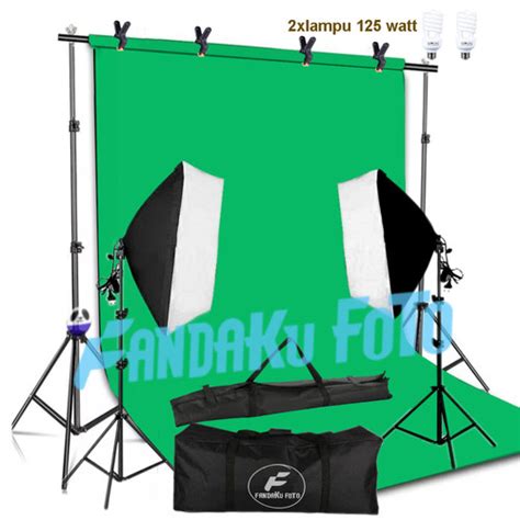 Jual Paket Lighting Studio Kit Lampu Softbox Dan Stand Background Set