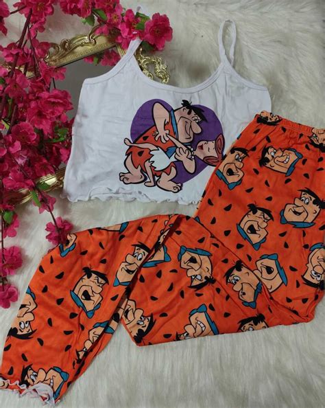 PIJAMA BLOGUERINHA ADULTO CALÇA CA LARANJA Império Lingerie