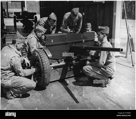 Crew Of 37mm Anti Tank Gun In Training At Fort Benning Georgia