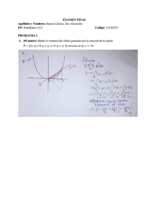 Calculo San Marcos exámenes | Ejercicios de Estadística | Docsity