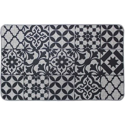 Tapis d entrée d intérieur rectangle tissé à imprimé mosaïque Bizancia