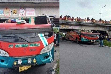 Ngeri Sebuah Bus Di Padang Panjang Tabrak Flyover Atap Sampai