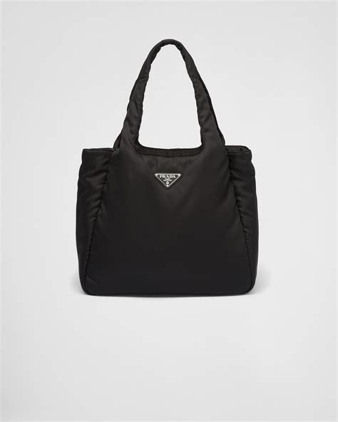 Black Large Padded Re Nylon Tote Bag Prada