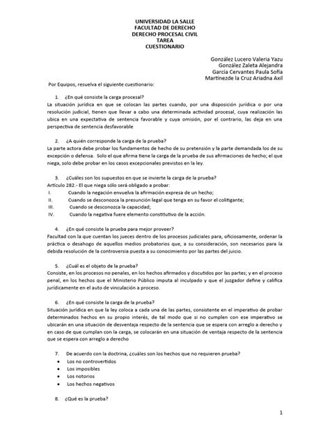 Cuestionario Vi Etapa Probatoria 1 2023 Pdf Evidencia Ley